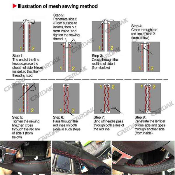 Cardak Schwarzes Leder, rote Markierung, Auto-Lenkradbezüge für Audi A4 B6 2002 A3 3Spoaks 2000 2001 2003 Audi Tt 1999-2005 J220808217t