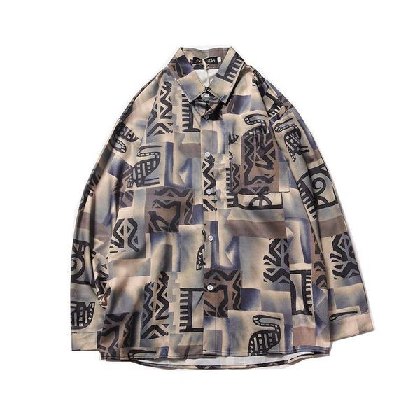 

spring and autumn trend hong kong style loose wild casual super popular men women couple shirt kg-222, White;black