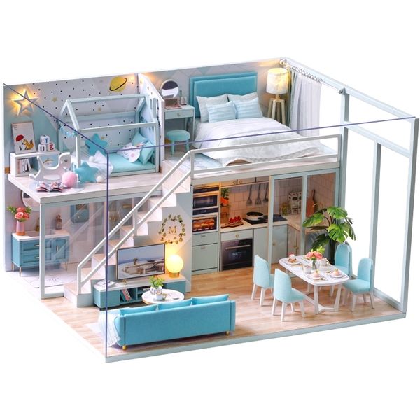 

cutebee diy dollhouse wooden doll houses miniature doll house furniture kit casa music led toys for children birthday gift y200413