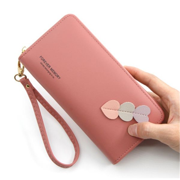 

long women's coin purses wristbands card holder cute heart leather wallets phone pockets, Red;black
