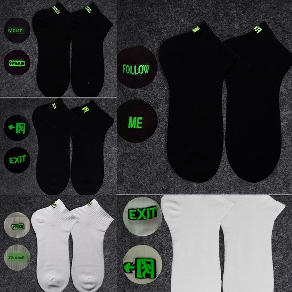 

2buve men's embroidery batterystreet embroidered exitvoice netred followersafety tiktok luminous socksmen's embroidery lu exitvoic, Black
