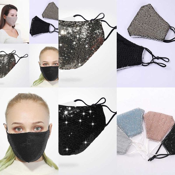 

reusable pm2.5 mask fashion face 3d washable bling care shield sun color gold elbow sequinn6tu szz1