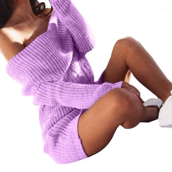 

sweater knitted dress off shoulder women plus size 3xl long sleeve mini dresses female 2020 spring autumn casual ladies pullover1, White;black