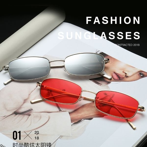 

rectangle sunglasses women metal small square thin men sun glasses uv400 28gd