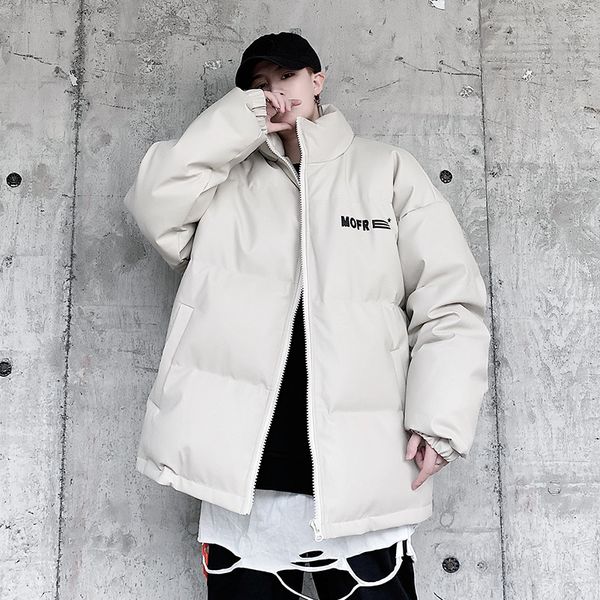 

2021 new korea black white parka windbreaker fleece thick warm coats overcoats men's winter clothing 49pw
