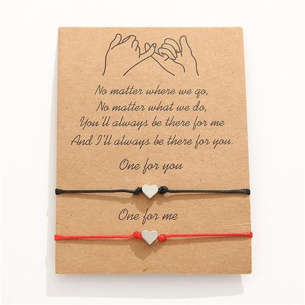 

charm bracelets 2 pcs/lots love heart lucky bracelet red black color rope adjustable fashion couple wholesale, Golden;silver