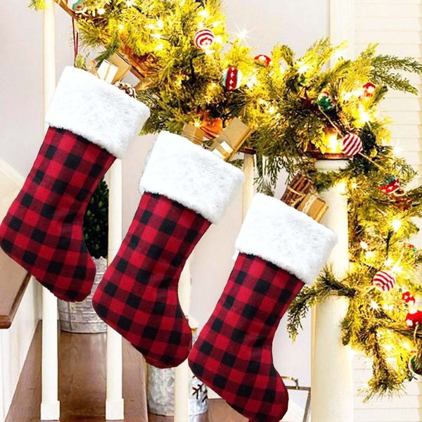 

swtfg christmas door hanging decorative supplies christmas 2020 gift bag door hanging decorative socks 2020 plaid plaid sockssupplies socks