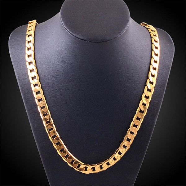 

european and american new large 10mm diameter yellow gold-plated filling cuban chain necklace thick men's jewelry ladies cool for dad b, Silver