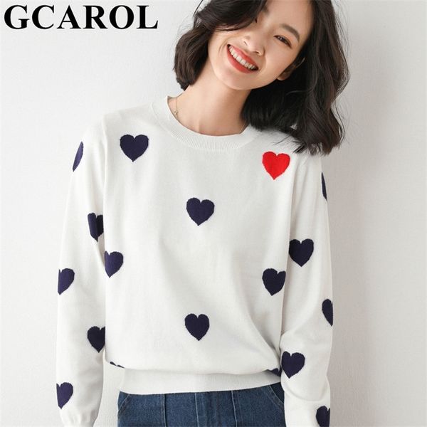 Gcarol outono inverno mulheres amor design suéter 30% lã suave pele-amigável-friendly short jumper chique jersey multi ocasião 201222