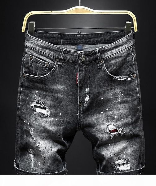 

mens designer summer shorts pants 2020 luxury jeans de designer pour hommes knee length ripped rock revival slim fit biker square jeans, Blue