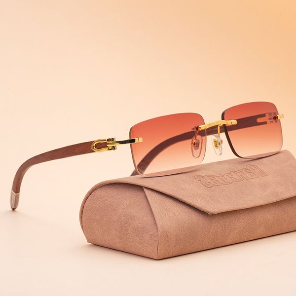 

frameless wooden leg fashionable sunglasses for men and women, White;black