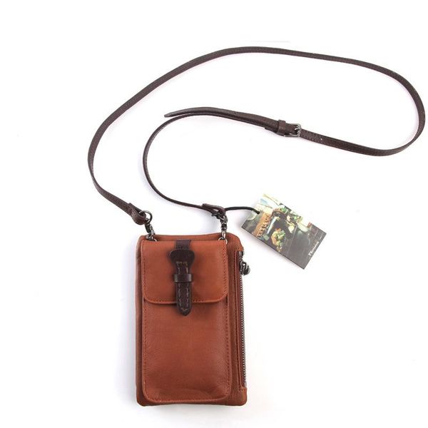 

genuine leather original fashion retro mobile bag leather running mobile bag women messenger card key