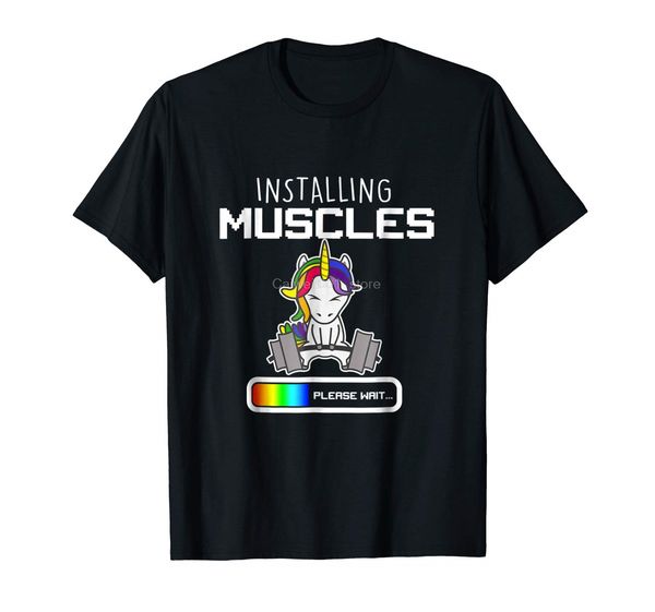 

brand men shirt installing muscles unicorn loading funny lifting shirt men's fun casual print t-shirt sport hooded sweatshirt hoodie