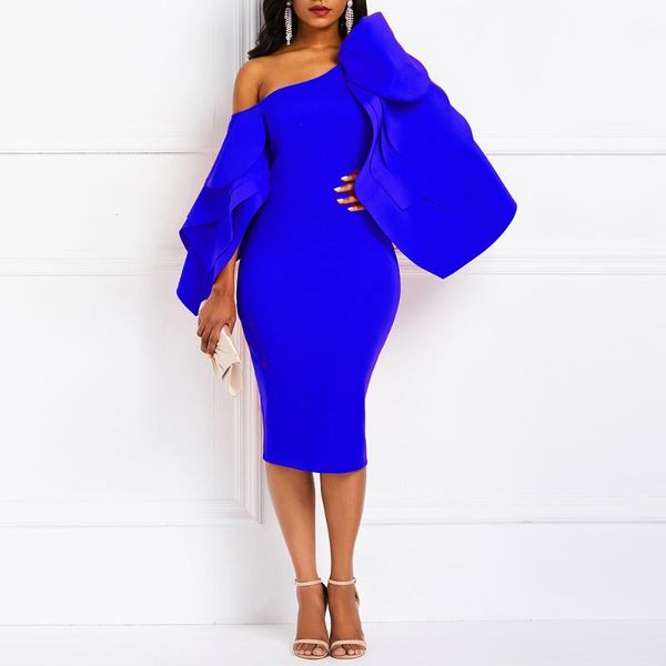 

women blue celebrity party dress vestidos 2019 sleeveless ruffles bodycon club dresses elegant party wear1, Black;gray