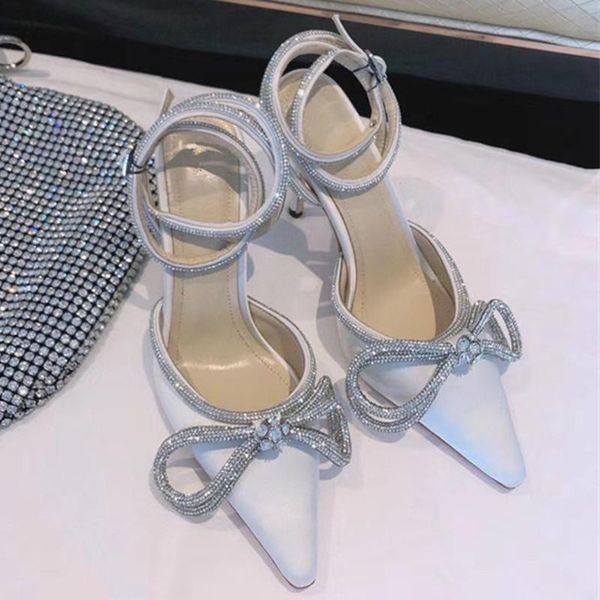 

high heel ladies sandals leather handmade shoes woman bow rhinestone high heels fashion casual word buckle shoes women fashion, Black