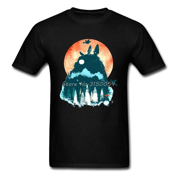 

спорт акварельный пейзаж тоторо горный лес печать tshirt дух away studio ghibli аниме камиза t-shirt фанки японские мужчины tee