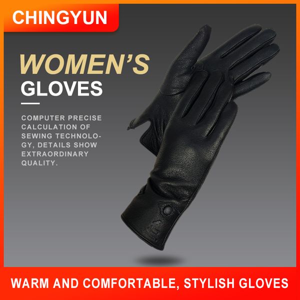

перчатки chingyun новые женские из натуральной кожи buckskinwinter женщина фланель подкладка женский черный о кнопка моды рукавицы 201021, Blue;gray