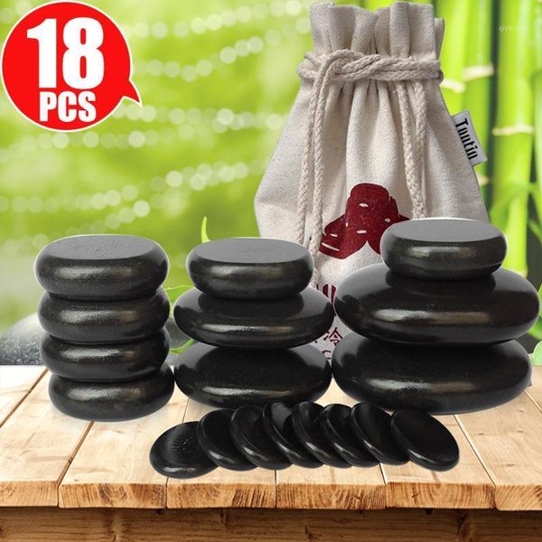 

electric massagers 18pcs/set tontin massage energy body stone set salon spa with thick canvas bag healthcare relieve stress back pain1