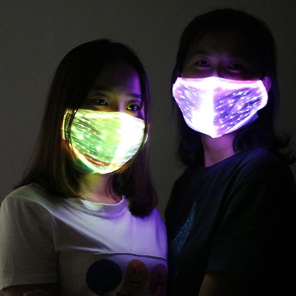 

optic for rave dust men women fiber black 7 color luminous led flashing face mask music party christmas halloween