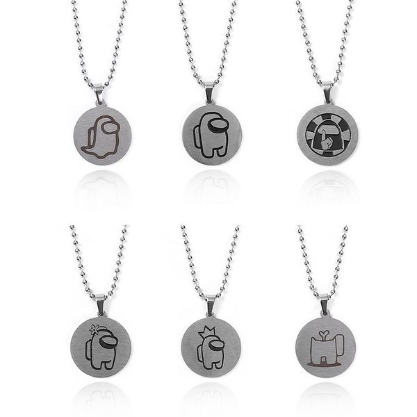 

among us necklace stainless steel charms jewelry necklace among us game cartoon anime pendent necklaces party gifts cz11801, Red;brown