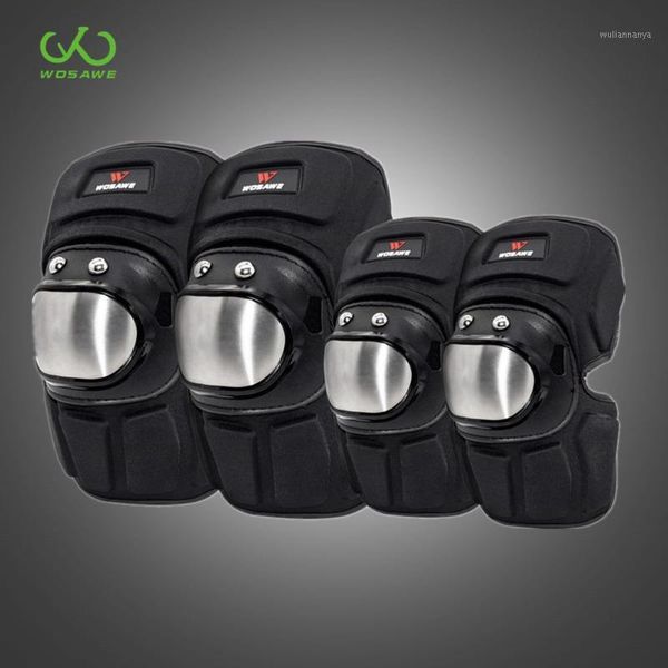 

wosawe stainless steel motorcycle knee pads protective gear motocross ski hockey snowboard elbow protector kneepads kit1