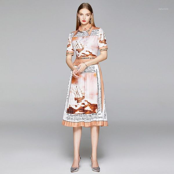 

new retro printed pleated summer dress ropa mujer verano 2020 robe vintage midi party dress damen kleider sukienki k55551, Black;gray