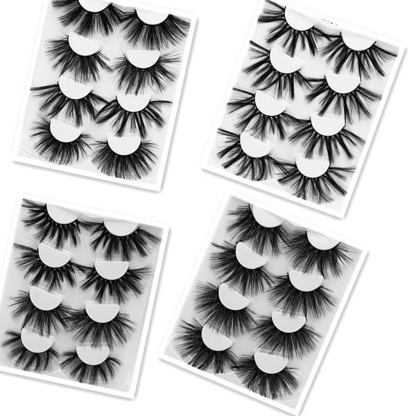 

false eyelashes 4 pairs fluffy faux natural long 5d mink lashes handmade messy extension makeup tool