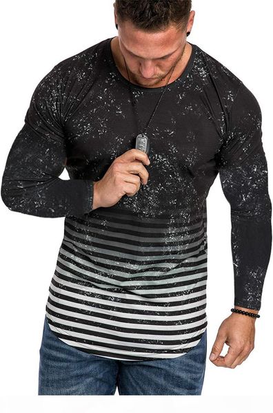 

men tshirts spring autumn long sleeve o neck slim man casual camouflage breathable homme tees, White;black