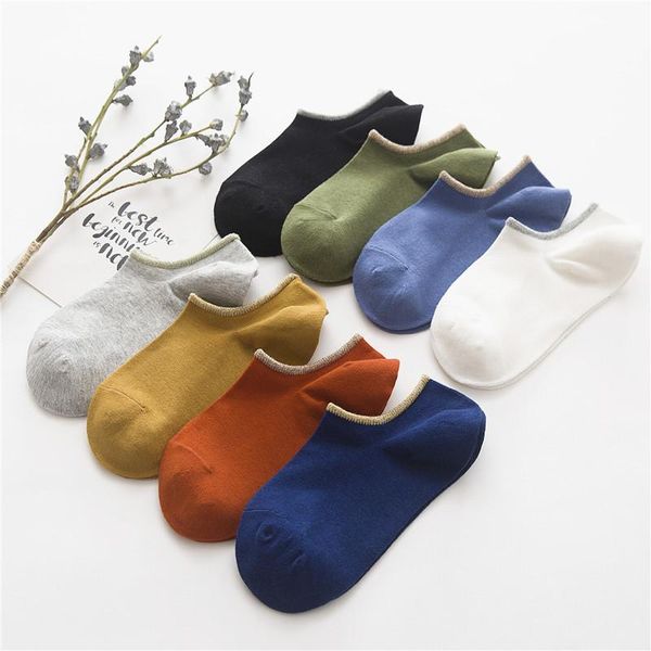 

1 pair men slippers cotton print short invisible socks spring summer striped candy colorful men's kg-616, Black