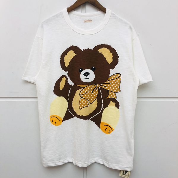 

2021 new high-fashion male arrival t-shirt kapital bow bear hip skateboard street cotton t-shirts # n311 ysid, White;black