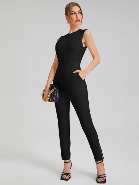 

x sylvia mollie backless zip up pocket side jumpsuit b4nc#, White