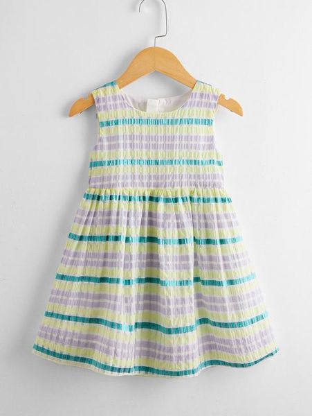 

toddler girls striped sleeveless smock dress she, Red;yellow