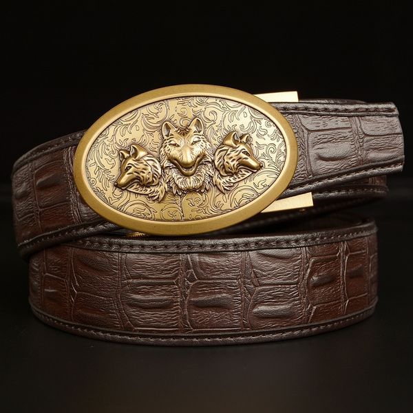 

ndyka wolf мужские автоматические головки wolf автоматический beltbuckle реальный кожаный ремень крокодил случайно персонализированные мужск, Black;brown