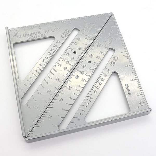 

7 inch aluminum alloy measuring ruler gauges speed square roofing triangle angle protractor trammel measuring tools1