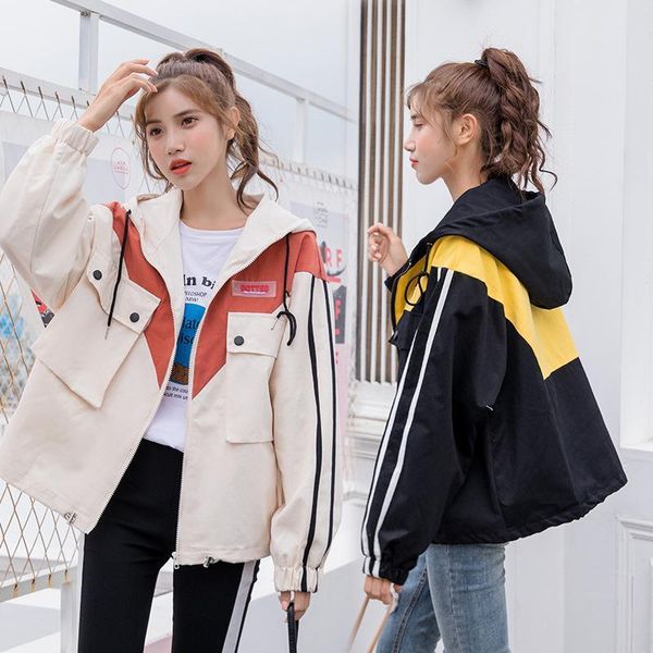 

2020 student chic zipper winter coat with pcoket oversize jacket casual loose outdoor women coat korean baseball jacket hoodie, Black;brown