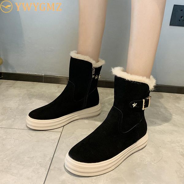 

boots 2021 winter snow women's tube casual warm cold burning feet cotton shoes, Black