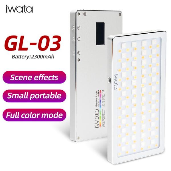 

flash heads iwata gl-03 rgb 3000k-5500k dimmable full color led video light pography studio dslr camera for vlogging live