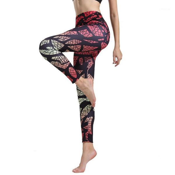 

2020 new sfit women gym leggings leggings printing casual high waist pencil pants plus size yoga pants1, White;red