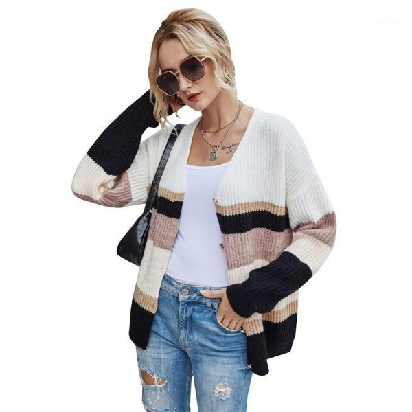 

autumn winter women long sleeve color block coat ladies fashion knitwear for shopping daily wear 2020 new fashion1, White;black