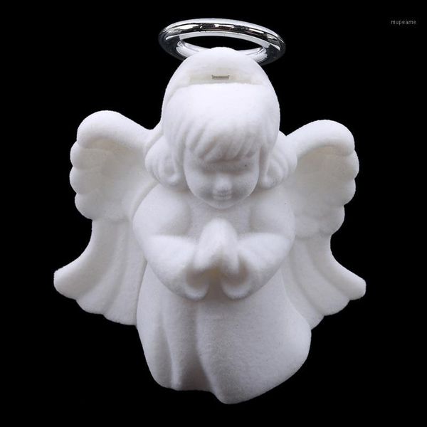 

gift wrap flannel white jewelry box luxury angel rings necklace display container case packaging1