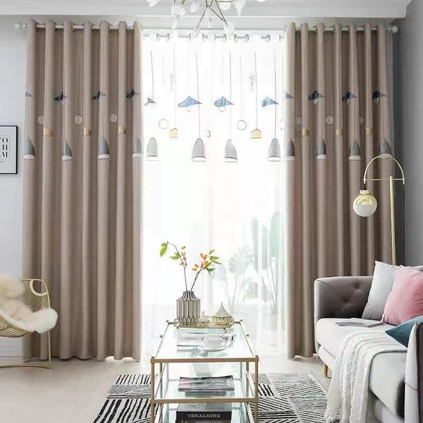 

curtain & drapes modern for living dining room bedroom simple embroidery curtains morden tulle plain weave finished product customization