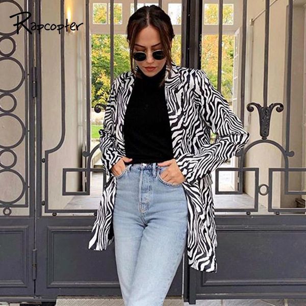 

rapcopter zebra printed coat women long sleeve outfits turn down collar jackets autumn winter outfits streetwear trendy outwear, Black;brown