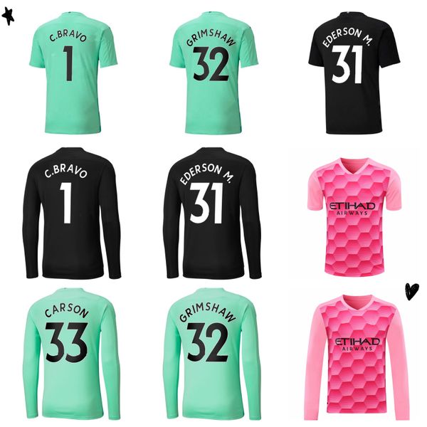 

goalkeeper shor sleeve full 2020 2021 man kun aguero city 20 21 soccer jerseys silva maillot ederson m. football shirt grimshaw utd camiset, Black;yellow
