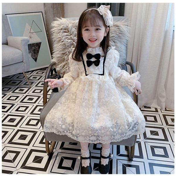 

children's new korean spring lace 2021 princs girls' net red drs, Red;yellow