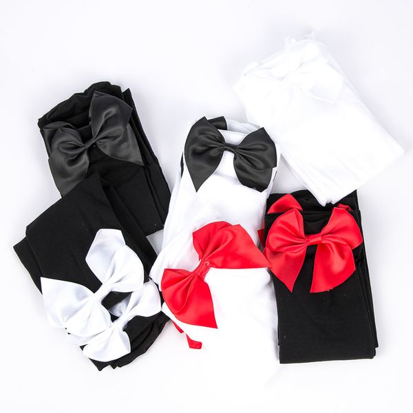 

1pcs new arrival fashion women girl nylon stretchy over the knee socks stockings tights with bows thigh high quality, Black;white