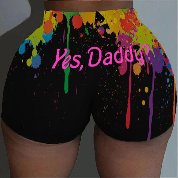 

yes daddy printed shorts summer for women boom slim womens short pants hip hop outdoor sports skinny short women clothing, White;black