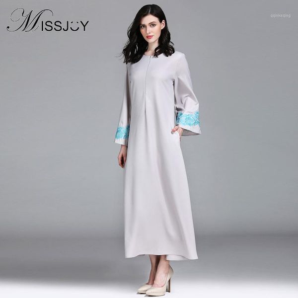 

missjoy new abaya dubai dress kaftan turkey islamic clothing moroccan arabian full sleeve embroidered muslim dress evening1, Red