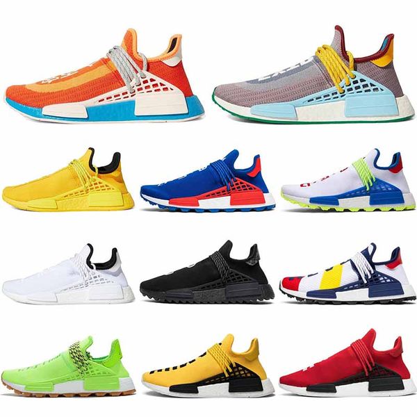 

2021 pharrell williams human races tennis men running shoes white black yellow equality breath womens runners mens trainers sneakers 36-45, White;red