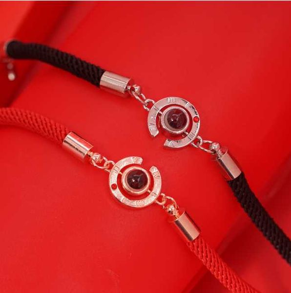

charm bracelets lucky red handmade rope bracelet for women men fashion romantic love i couple you language gifts lover projection t8m2, Golden;silver