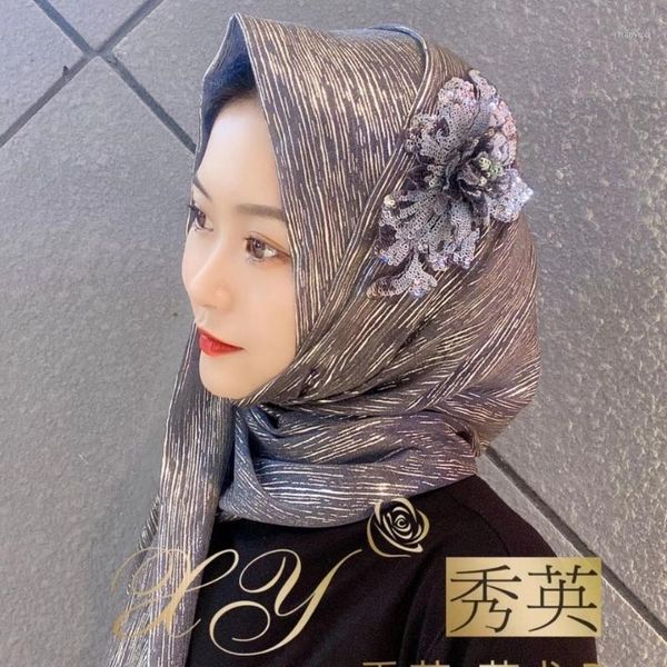 

muslim women long ready to wear sequins floral scarf hijabs1, Red